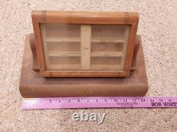 Vintage SWANK Store Dealer Display Case Wood Glass Cufflink Collar
