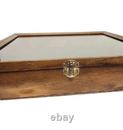 Vintage Select Merchandise Co Wood Shadow Box Display Case Glass Lid Wall Mount