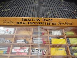 Vintage Sheaffer's Leads Glass Wood Display Case