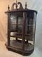 Vintage Small Curio Wall Hanging Curved Glass Cabinet Mirror Display Case