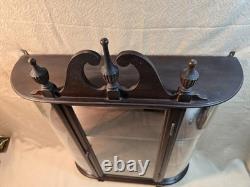 Vintage Small Curio Wall Hanging Curved Glass Cabinet Mirror Display Case