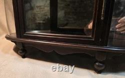 Vintage Small Curio Wall Hanging Curved Glass Cabinet Mirror Display Case