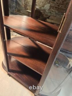 Vintage Small Curio Wall Hanging Curved Glass Cabinet Mirror Display Case