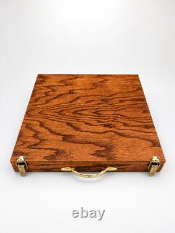 Vintage Solid Oak Fishing Fly Tying Station Storage Display Case 15x13.5