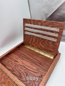 Vintage Solid Oak Fishing Fly Tying Station Storage Display Case 15x13.5