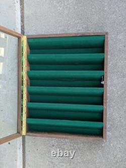 Vintage Solid Wood & Glass Store Showcase Knife Sales Countertop Display Case A