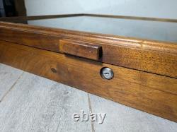Vintage Solid Wood & Glass Store Showcase Knife Sales Countertop Display Case B