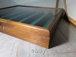 Vintage Solid Wood & Glass Store Showcase Knife Sales Countertop Display Case B