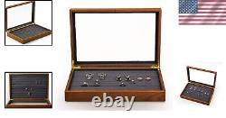 Vintage Solid Wood Jewelry Display Box with Acrylic Lid Organize with Elegance