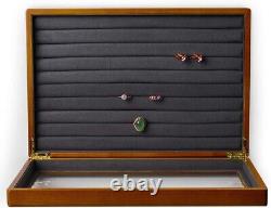 Vintage Solid Wood Jewelry Display Box with Acrylic Lid Organize with Elegance