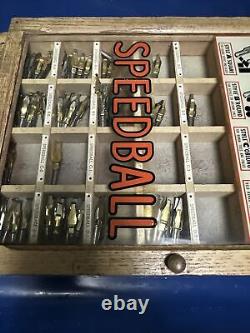 Vintage Speedball Calligraphy Pen Nibs Advertising wood glass Display Case