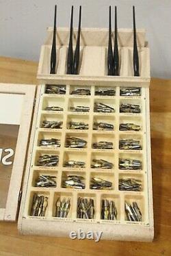 Vintage Speedball Calligraphy Pen Point Advertising wood glass Display Case knib