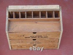 Vintage Store Counter Wood Glass Cabinet Display Case Hard Rubber Ace Comb