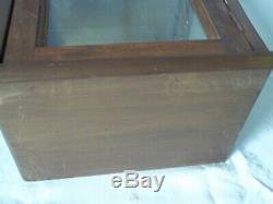 Vintage Table Top Art Deco Wood and Glass Display Cabinet Case 2 Shelves