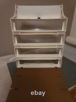 Vintage Timex Water Resistant Watch Display Case Four-Shelf White Woodgrain NICE