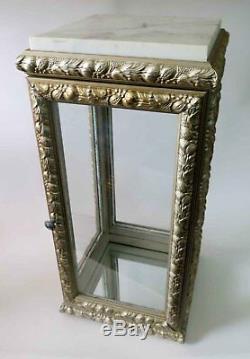 Vintage Vitrine Display Case / Cabinet Glass / Wood / Marble Top Made in Italy 2