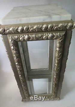 Vintage Vitrine Display Case / Cabinet Glass / Wood / Marble Top Made in Italy 3