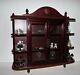 Vintage Wood Table Top Wall Glass Doors Display Curio Cabinet Cherry Finish