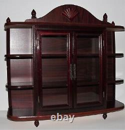 Vintage WOOD Table Top Wall GLASS Doors DISPLAY Curio CABINET Cherry Finish