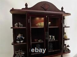 Vintage WOOD Table Top Wall GLASS Doors DISPLAY Curio CABINET Cherry Finish
