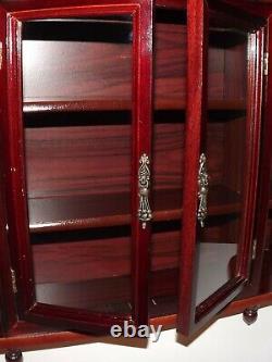 Vintage WOOD Table Top Wall GLASS Doors DISPLAY Curio CABINET Cherry Finish