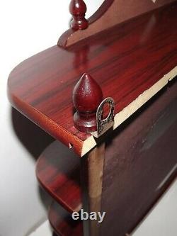 Vintage WOOD Table Top Wall GLASS Doors DISPLAY Curio CABINET Cherry Finish
