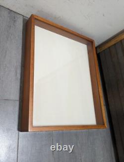 Vintage Wall Hanging Wood & Glass Framed Curio Display Case Shadow Box C24