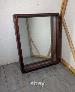Vintage Wall Wood & Glass Framed Curio Display Case Shadow Box Mirror Back P72