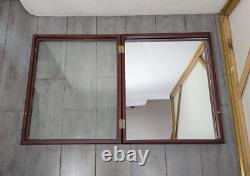 Vintage Wall Wood & Glass Framed Curio Display Case Shadow Box Mirror Back P72