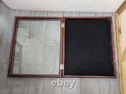Vintage Wall Wood & Glass Framed Curio Display Case Shadow Box Mirror Back P72