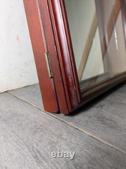 Vintage Wall Wood & Glass Framed Curio Display Case Shadow Box Mirror Back P72