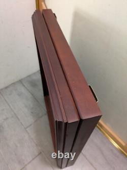 Vintage Wall Wood & Glass Framed Curio Display Case Shadow Box Mirror Back P72