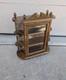 Vintage Walnut Wood Wall Curio Display Case Cabinet Knick Knack Shelf Glass Door