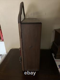 Vintage Wine Case Cabinet Wooden Display Case With Etched Glass A