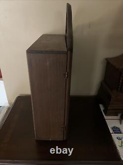 Vintage Wine Case Cabinet Wooden Display Case With Etched Glass A