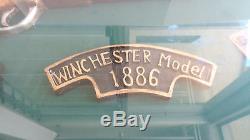 Vintage Wood Carved Winchester Model 1886 Rifle In Display Case 31 ½ x 9 ½