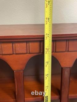 Vintage Wood Curio Wall Shelf Display Case Cubby Arched Hanging Shadow Box Cup