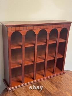 Vintage Wood Curio Wall Shelf Display Case Cubby Arched Hanging Shadow Box Cup