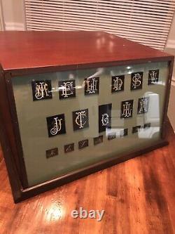 Vintage Wood Display Case Glass Front For Monogram Letters Fabric Designs