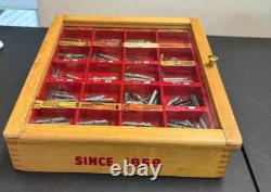 Vintage Wood Fountain Pen Tip Display Case With Tips Case Has A Drawer In Back