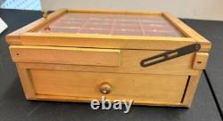 Vintage Wood Fountain Pen Tip Display Case With Tips Case Has A Drawer In Back