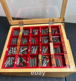 Vintage Wood Fountain Pen Tip Display Case With Tips Case Has A Drawer In Back