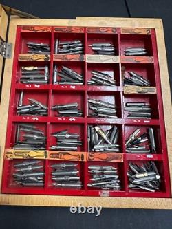 Vintage Wood Fountain Pen Tip Display Case With Tips Case Has A Drawer In Back