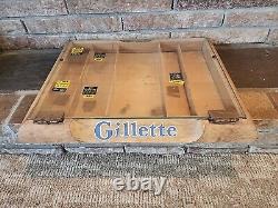 Vintage Wood Gillette Countertop General Store Advertising Display Case