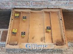 Vintage Wood Gillette Countertop General Store Advertising Display Case
