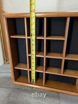 Vintage Wood & Glass Curio Knick Knack Wall Display Case Shadow Box R29