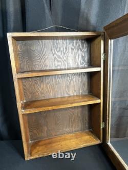 Vintage Wood & Glass Display Case medicine cabinet shadow box Wall Mount
