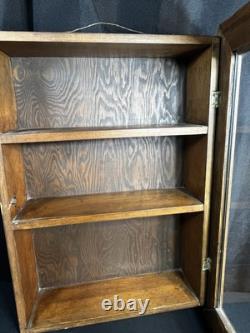 Vintage Wood & Glass Display Case medicine cabinet shadow box Wall Mount