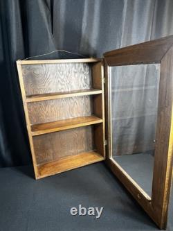 Vintage Wood & Glass Display Case medicine cabinet shadow box Wall Mount