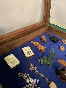 Vintage Wood &Glass Flat Museum Or Shop Style Display Case, curios, jewellery